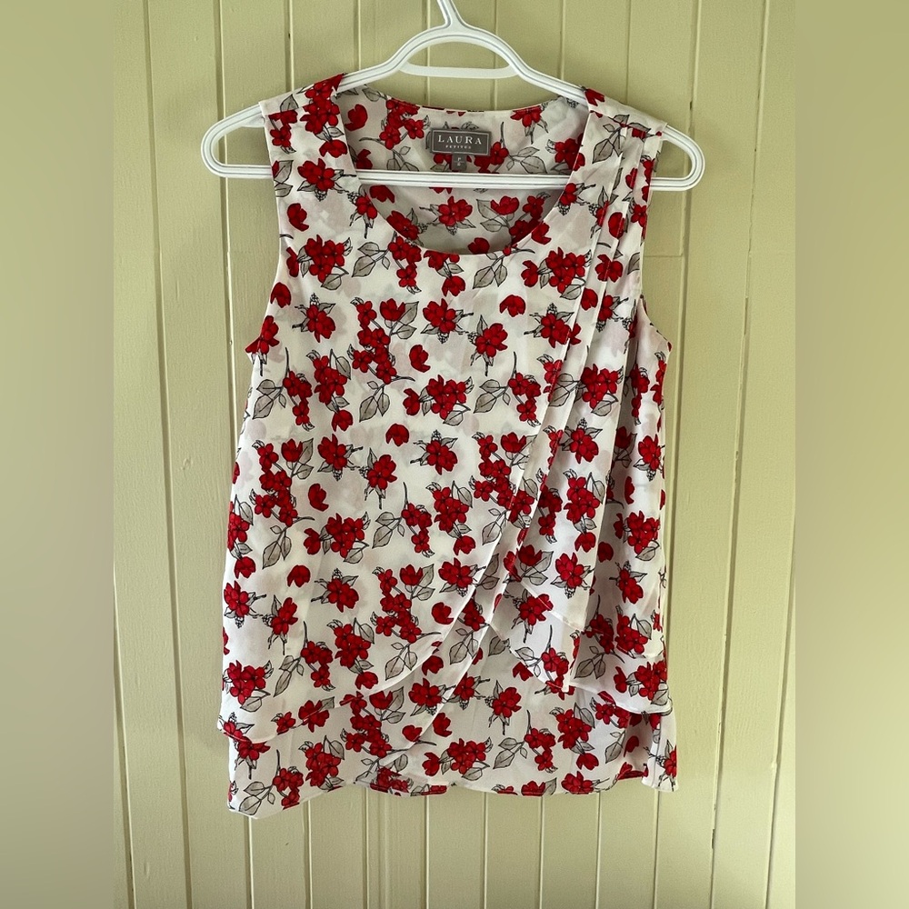 Laura Petites Floral Blouse S EUC
